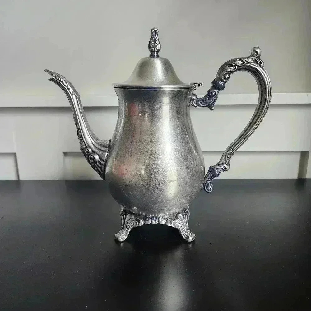 Oneida USA Silver Plated Ornate Footed Coffee Teapot